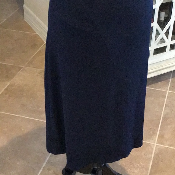 Cassis stretch halter dress, deep navy with black ribbon top, size medium - Picture 4 of 8